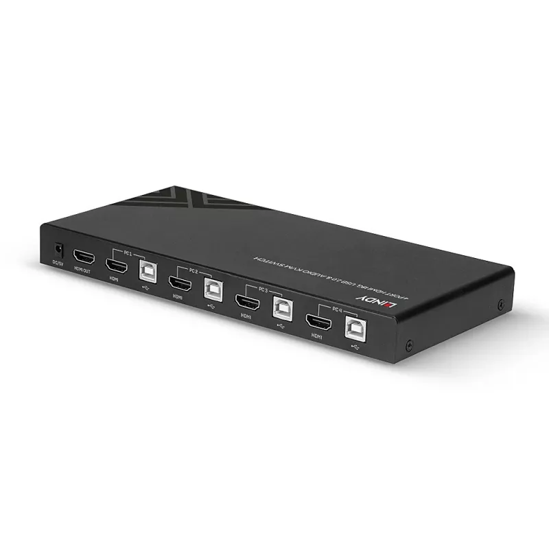 Comutador KVM Lindy HDMI 18G USB 2.0 Áudio 4 Portas 4K Ultra HD