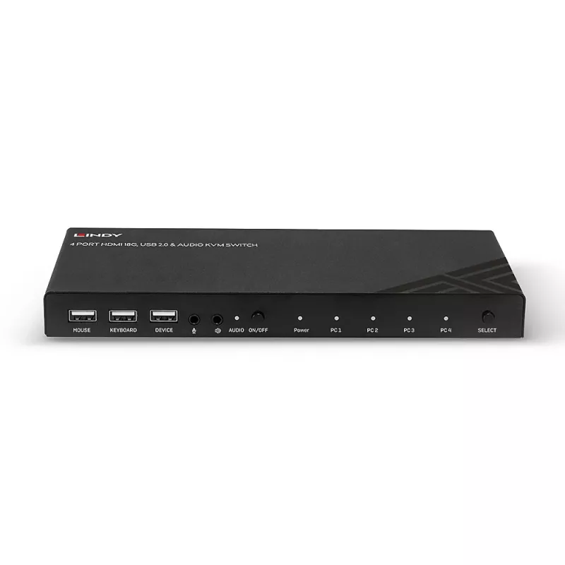 Comutador KVM Lindy HDMI 18G USB 2.0 Áudio 4 Portas 4K Ultra HD