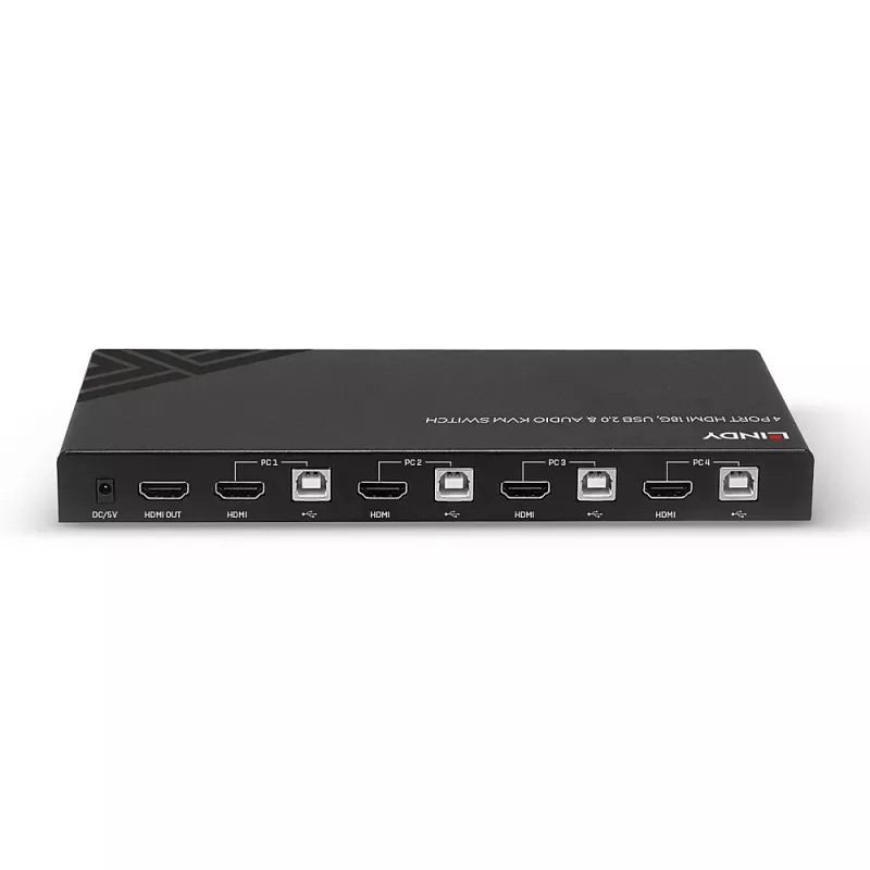 Comutador KVM Lindy HDMI 18G USB 2.0 Áudio 4 Portas 4K Ultra HD