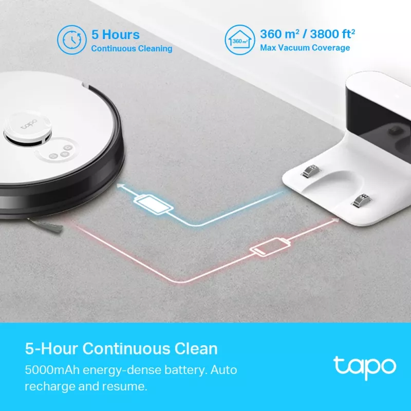 Robô aspirador e mopa com navegação LiDAR TP-Link Tapo