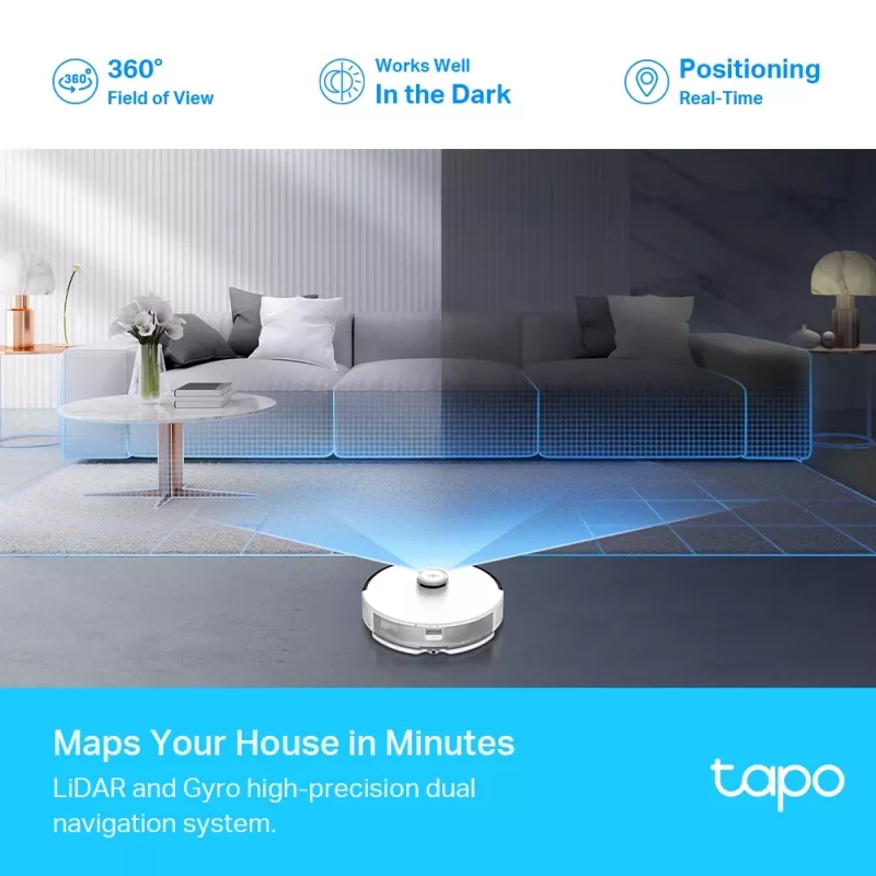 Robô aspirador e mopa com navegação LiDAR TP-Link Tapo