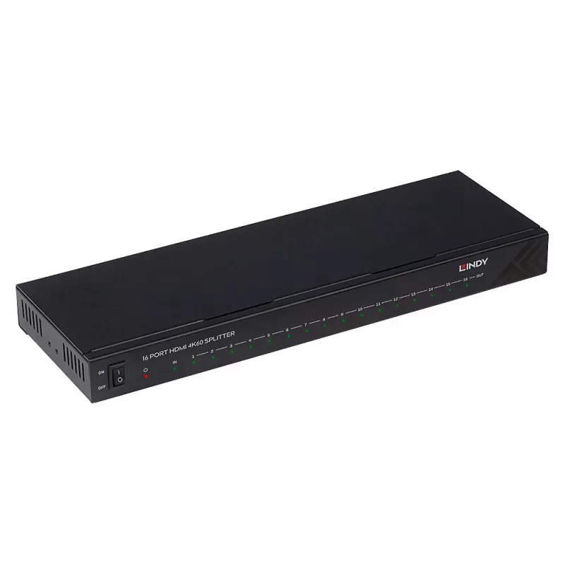 Splitter HDMI 4K60 Lindy 16 portas 16x HDMI 3840x2160 preto