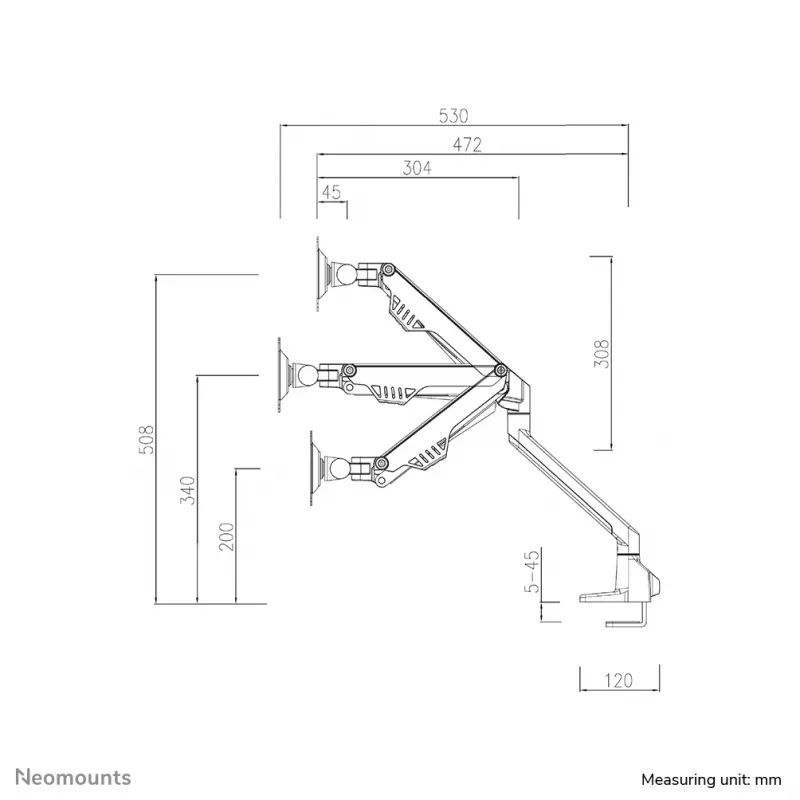 Braço para monitor Neomounts FPMA-D750DWHITE2 10-32 polegadas - mola a gás - fixação à mesa - bloqueio a 180°