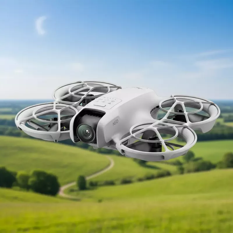 Drone leve DJI Neo 135g com câmara 4K Ultra HD, até 18 minutos de tempo de voo com uma carga, sem comando