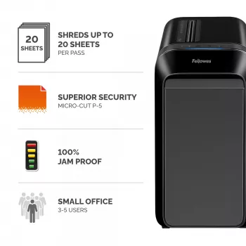 Destruidor de documentos Fellowes LX Series 5050401 corte micro 65 dB preto