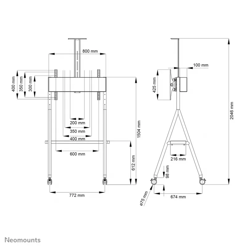 Suporte móvel para TV Neomounts NS-M1500WHITE 32-65 polegadas