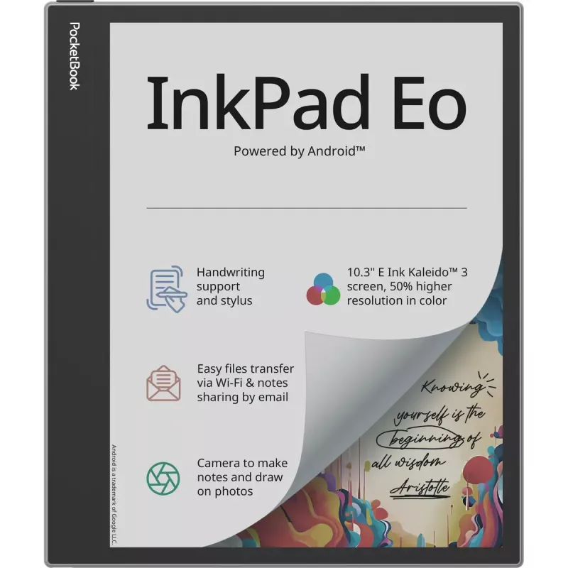 Leitor de e-books PocketBook InkPad Eo 10,3 polegadas 64 GB Wi‑Fi — 10,3 polegadas E Ink Kaleido, ecrã tátil, MicroSD