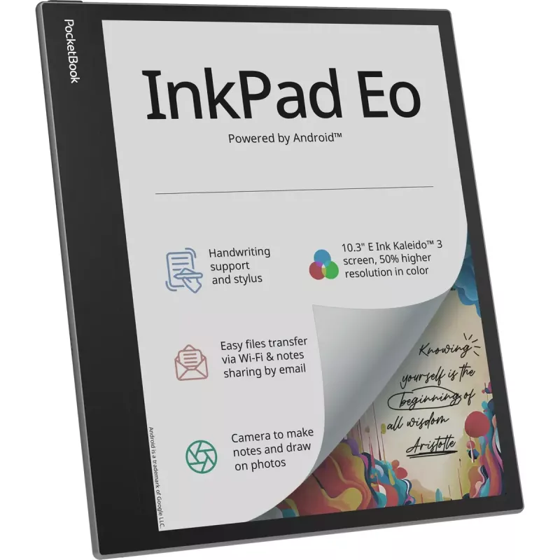 Leitor de e-books PocketBook InkPad Eo 10,3 polegadas 64 GB Wi‑Fi — 10,3 polegadas E Ink Kaleido, ecrã tátil, MicroSD