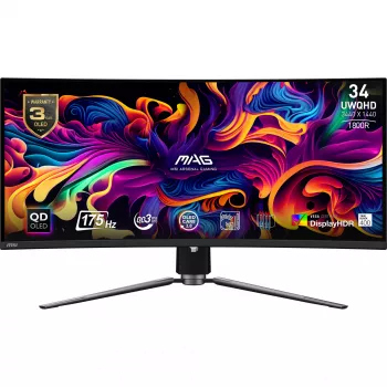 Monitor MSI MAG 341CQP QD-OLED 34 polegadas UltraWide QHD 3440×1440, 21:9, 0,03 ms, hub USB, VESA, altura ajustável