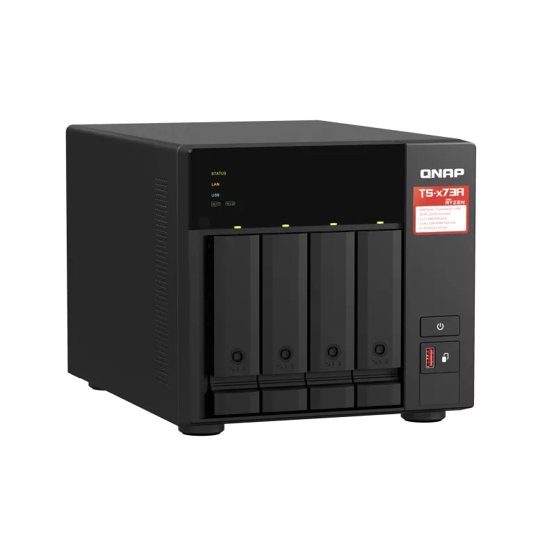 QNAP TS-473A NAS Torre Ryzen Embedded V1500B 8 GB DDR4 0 TB QNAP Turbo System Preto