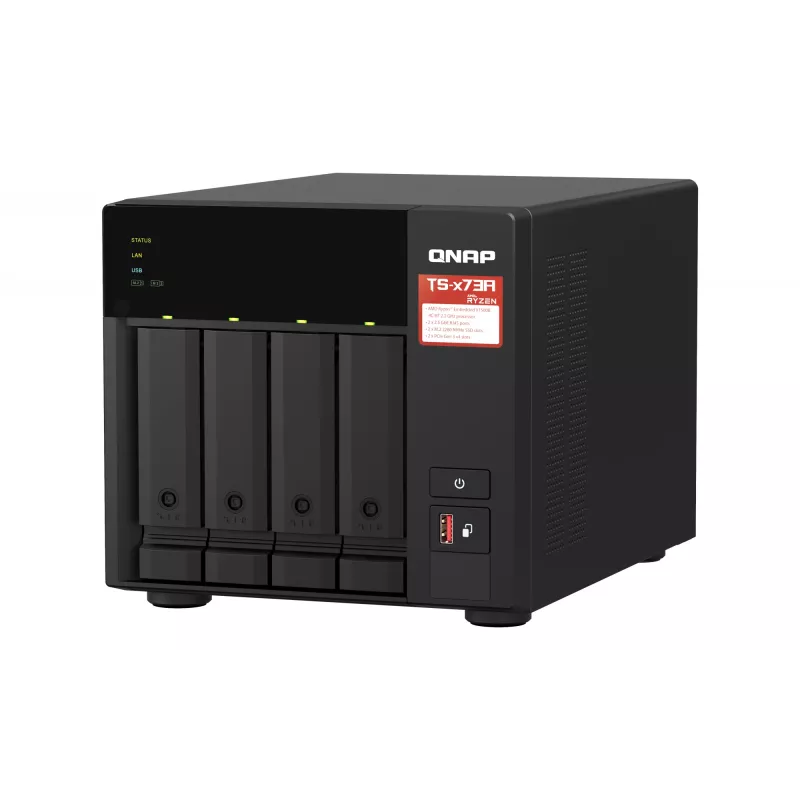 QNAP TS-473A NAS Torre Ryzen Embedded V1500B 8 GB DDR4 0 TB QNAP Turbo System Preto