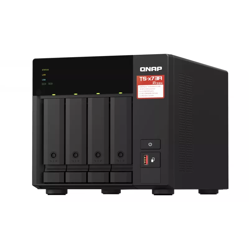 QNAP TS-473A NAS Torre Ryzen Embedded V1500B 8 GB DDR4 0 TB QNAP Turbo System Preto