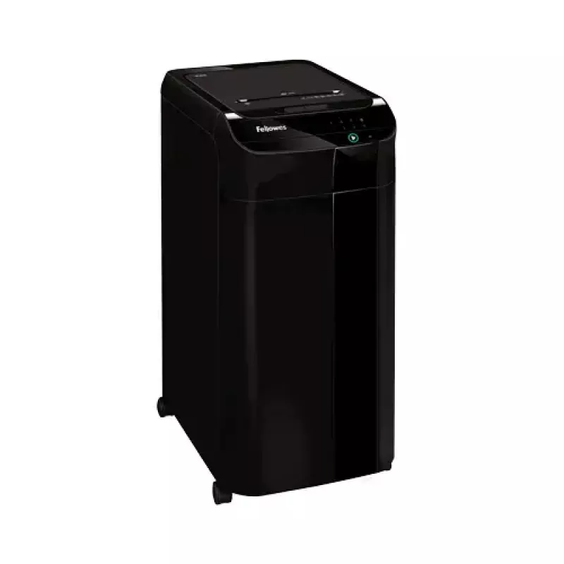 Destruidora de documentos Fellowes 100135793 — Partículas 4 x 38 mm, cesto de recolha de 68 L, Preto