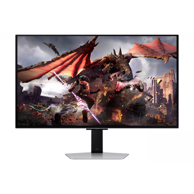 Samsung Odyssey OLED G8 G80SD LS32DG802SUXDU monitor para jogos, 32 polegadas (81,3 cm) OLED, 4K UHD 3840 x 2160, 240 Hz, 0,03 ms, HDR10, 2x HDMI, DisplayPort, hub USB 3.0, altura ajustável, pivot, prateado
