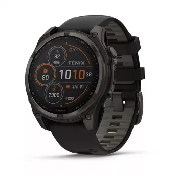 Smartwatch desportivo GARMIN fenix 8 Black – caixa de 51 mm, vidro safira, solar, GPS, 32 GB, 10 ATM, ecrã de 1,3 polegadas