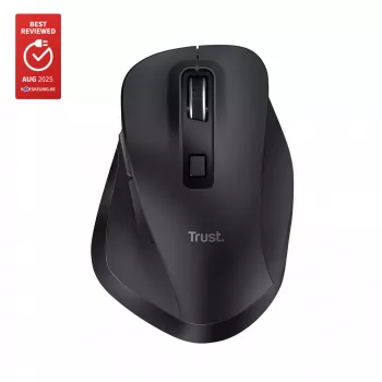 TRUST Fyda Office rato ergonómico direito sem fios – RF + Bluetooth 5.2 – ótico 2400 DPI – 6 botões – preto