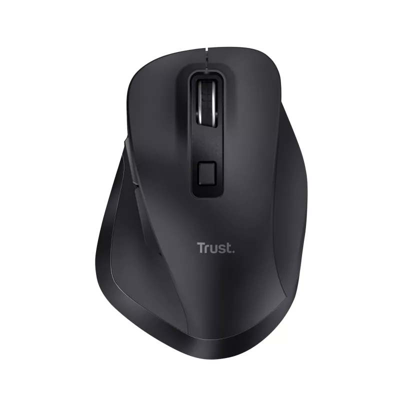 TRUST Fyda Office rato ergonómico direito sem fios – RF + Bluetooth 5.2 – ótico 2400 DPI – 6 botões – preto