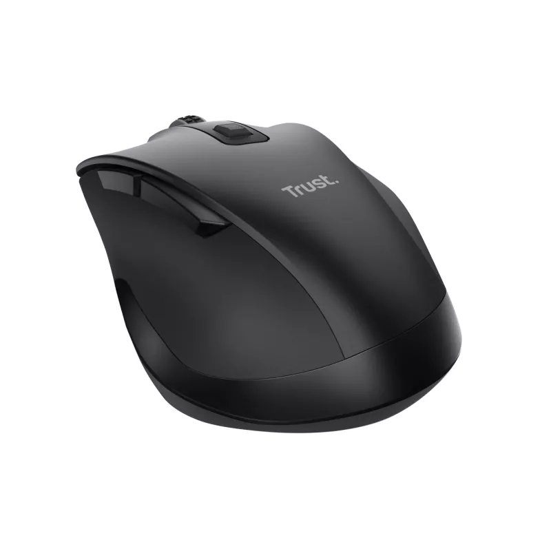 TRUST Fyda Office rato ergonómico direito sem fios – RF + Bluetooth 5.2 – ótico 2400 DPI – 6 botões – preto