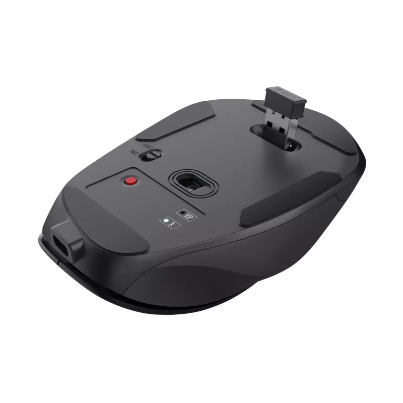 TRUST Fyda Office rato ergonómico direito sem fios – RF + Bluetooth 5.2 – ótico 2400 DPI – 6 botões – preto