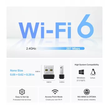 TP-Link Archer TX1U Nano AX300 adaptador USB Wi-Fi 6