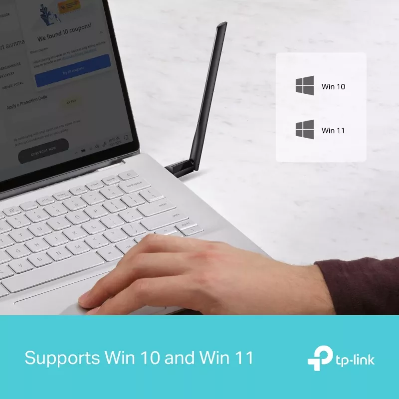 Adaptador USB Wi-Fi sem fios TP-LINK Archer TX35U PLUS — Wi-Fi 6 Dualband 1201 Mbit/s, alimentado por USB, preto