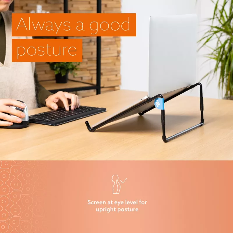 R-Go Tools Suporte para portátil R-Go Steel Travel, ergonómico e dobrável, adequado para portáteis de 10-22