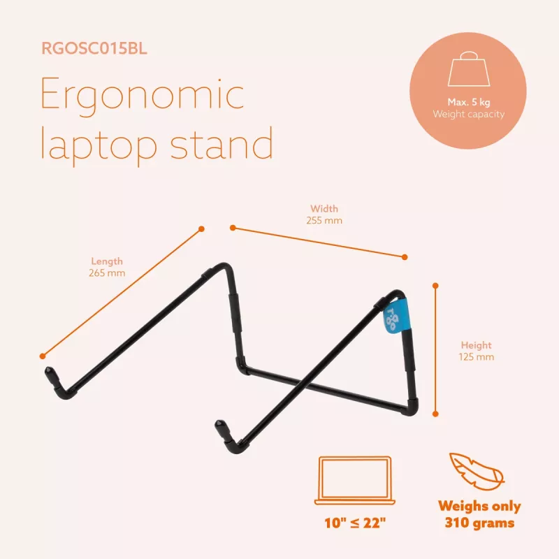 R-Go Tools Suporte para portátil R-Go Steel Travel, ergonómico e dobrável, adequado para portáteis de 10-22
