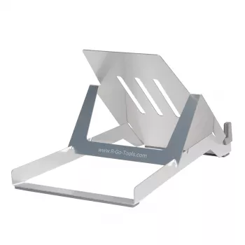 R-Go Tools Suporte para portátil R-Go Riser Basic, suporte para portátil dobrável e ajustável, alumínio, prateado