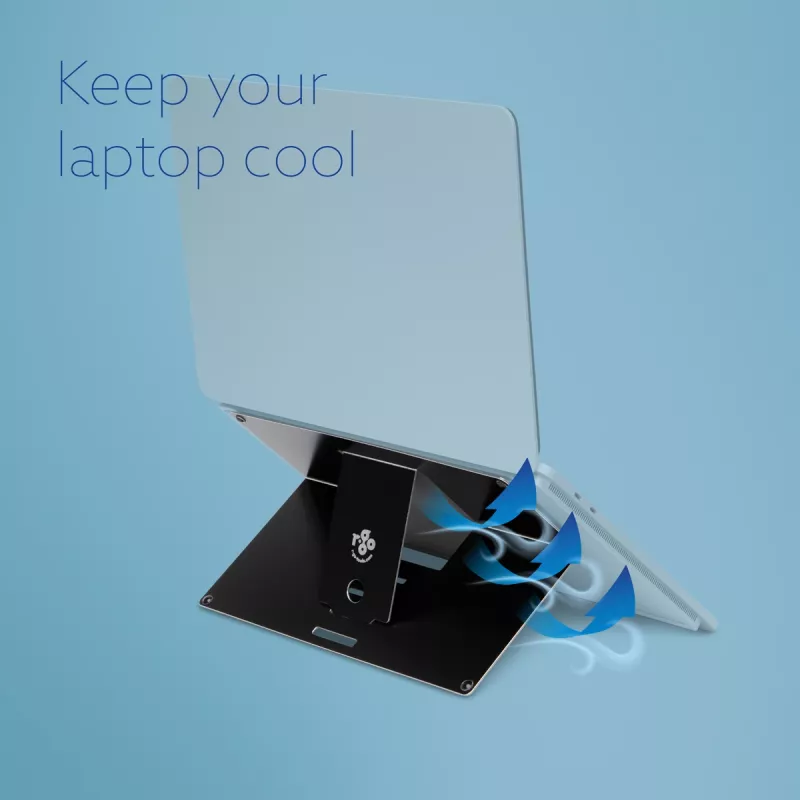 R-Go Tools Suporte para portátil R-Go Riser Attachable, ajustável, integrado no seu portátil, alumínio, preto