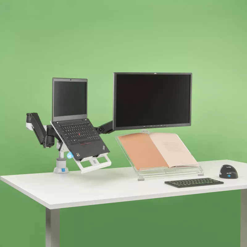 R-Go Tools Suporte de documentos R-Go Morelia, módulo com braço de monitor Caparo e Zepher