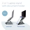 R-Go Tools Suporte para portátil R-Go Riser Document, suporte ergonómico, dobrável e ajustável com suporte de documentos, preto