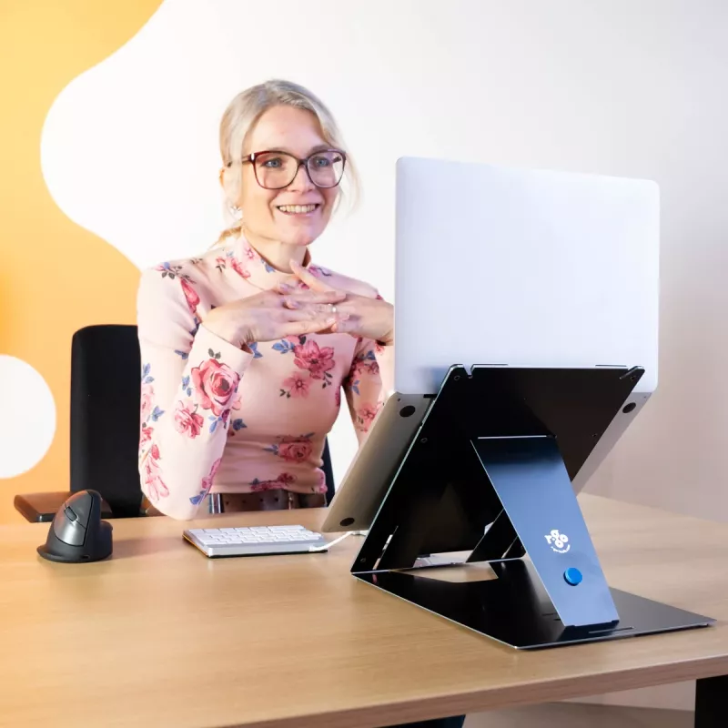 R-Go Tools Suporte para tablet e portátil R-Go Riser Duo, adequado para ecrã de 10–22