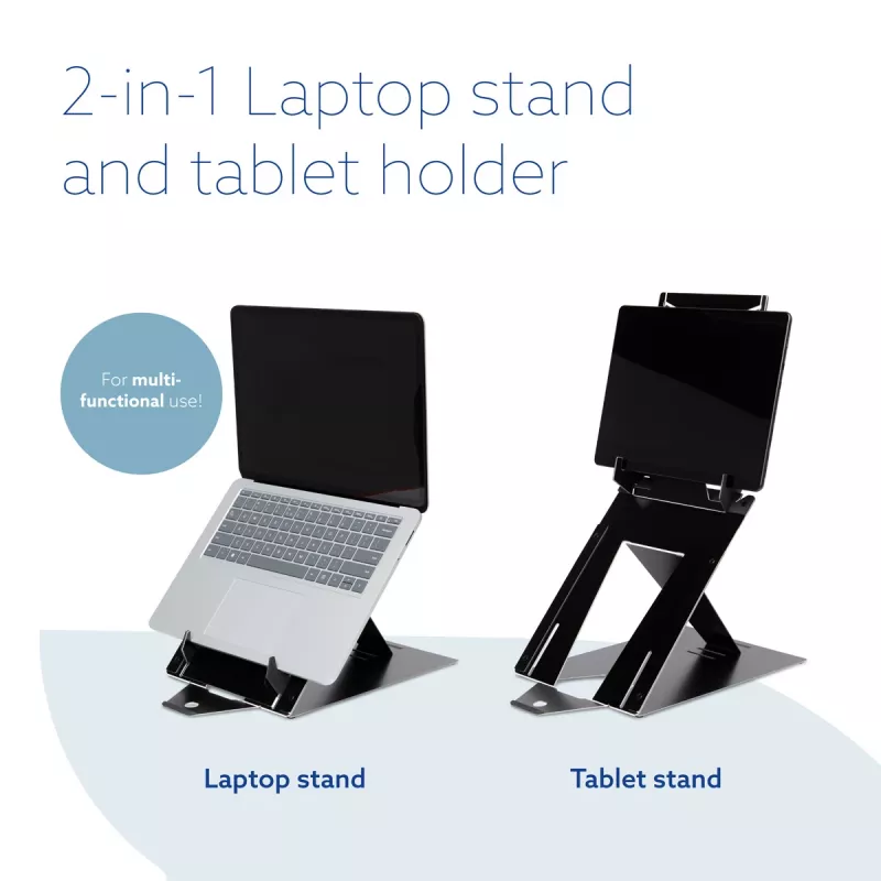 R-Go Tools Suporte para tablet e portátil R-Go Riser Duo, adequado para ecrã de 10–22