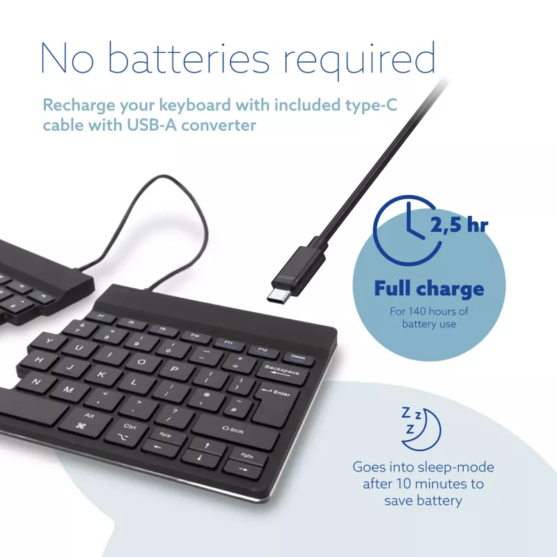 R-Go Tools Compact Break RGOSBUKWLBL teclado sem fios, disposição UK, preto
