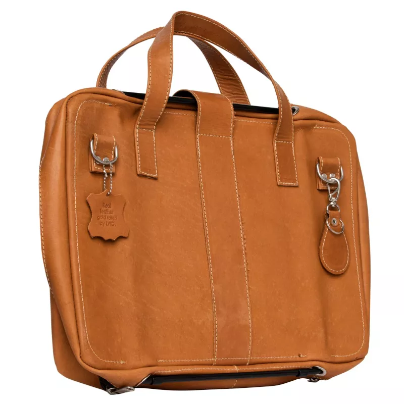 Mala para portátil R-Go Tools R-Go Viva, couro plena flor, com suporte para portátil integrado, alça de ombro, 39,6 cm (15,6