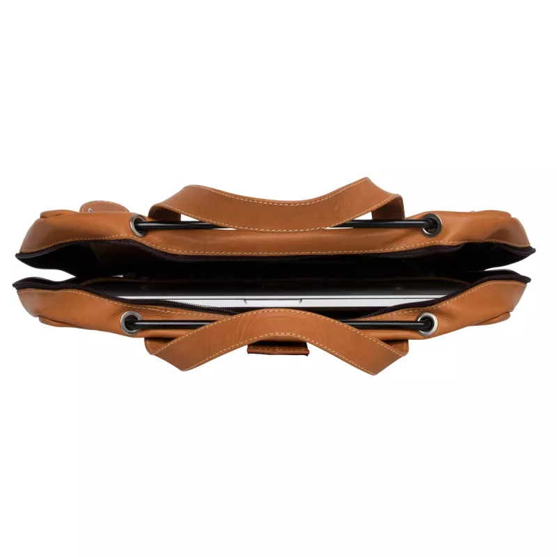 Mala para portátil R-Go Tools R-Go Viva, couro plena flor, com suporte para portátil integrado, alça de ombro, 39,6 cm (15,6
