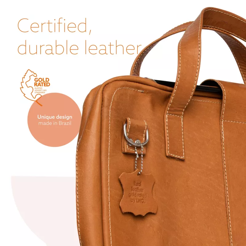 Mala para portátil R-Go Tools R-Go Viva, couro plena flor, com suporte para portátil integrado, alça de ombro, 39,6 cm (15,6