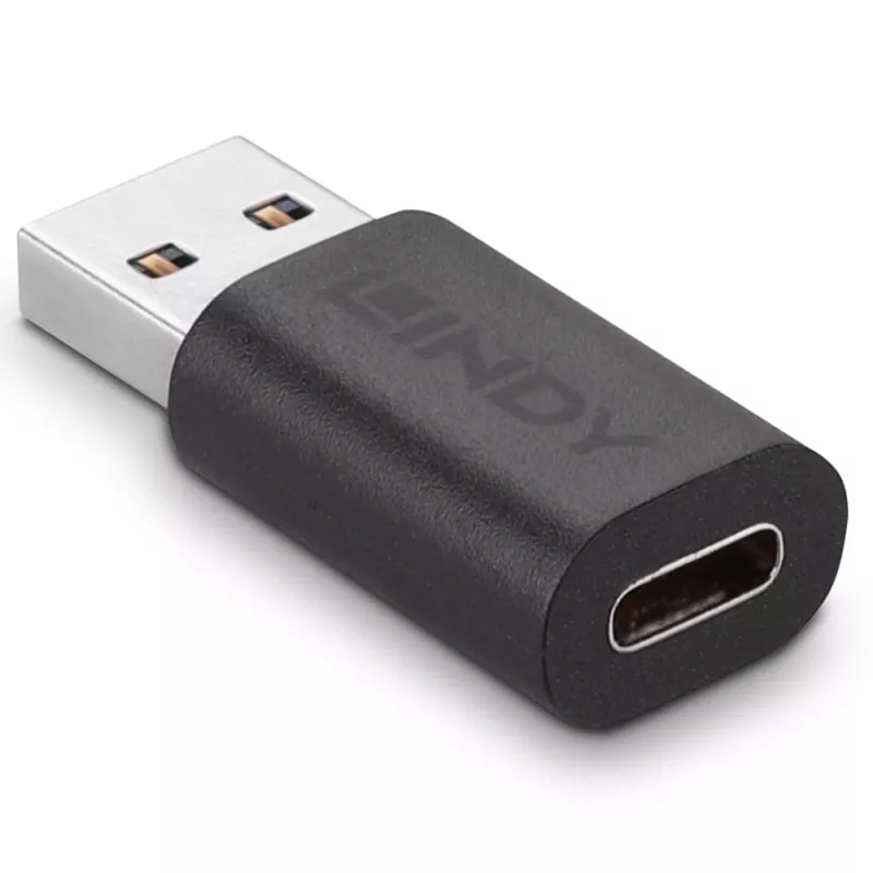 Adaptador USB 3.2 Type-A para Type-C Lindy, USB 3.2 Type-A, USB 3.2 Type-C, preto