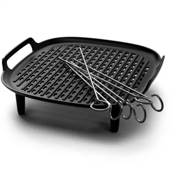 Acessório para Airfryer Philips HD9959/00 kit de grelhador XXL, grelha e espetos, Philips, HD9285, HD963X, HD965X, HD975X, HD976X, HD986X, HD987X, alumínio, metal, 213 mm