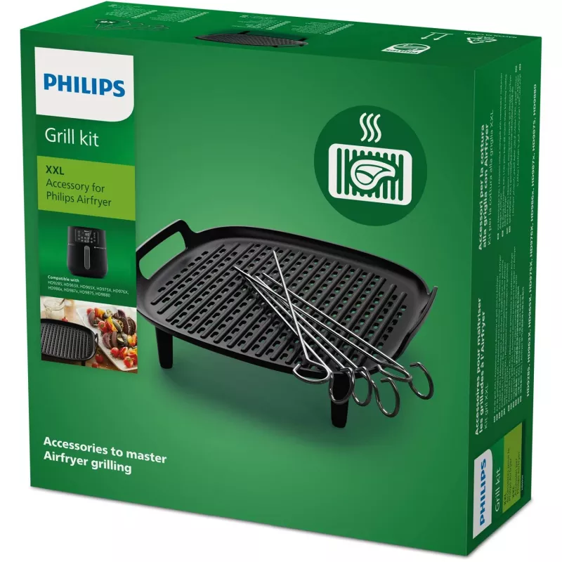 Philips HD9959/00 kit de grelhador para Airfryer XXL, placa de grelhar, espetos
