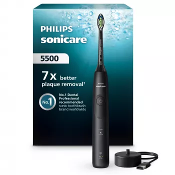 Escova de dentes sónica Philips 5500 HX7111/01 — 62.000 movimentos/min., 2 modos, sensor de pressão, recarregável, preto