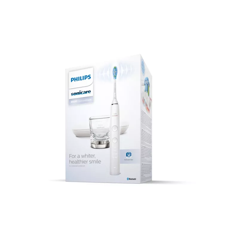 Escova de dentes elétrica sónica Philips DiamondClean 9000 HX9911 — escova de dentes vibratória, Li-Ion recarregável, 3 modos, branco