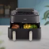 Fritadeira de ar quente Philips Série 5000 NA551/00 — capacidade 9 l, 2300 W, controlo tátil, ecrã LED, preto/prateado