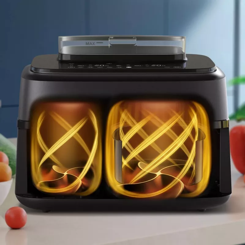 Fritadeira de ar quente Philips Série 5000 NA551/00 — capacidade 9 l, 2300 W, controlo tátil, ecrã LED, preto/prateado