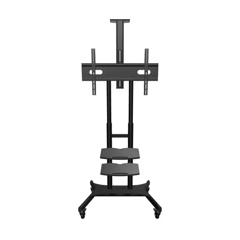 ONKRON TS1881-B suporte de TV móvel com rodas e prateleiras para televisores de 50–86", até 90 kg, VESA 200×200–800×500, altura ajustável, preto