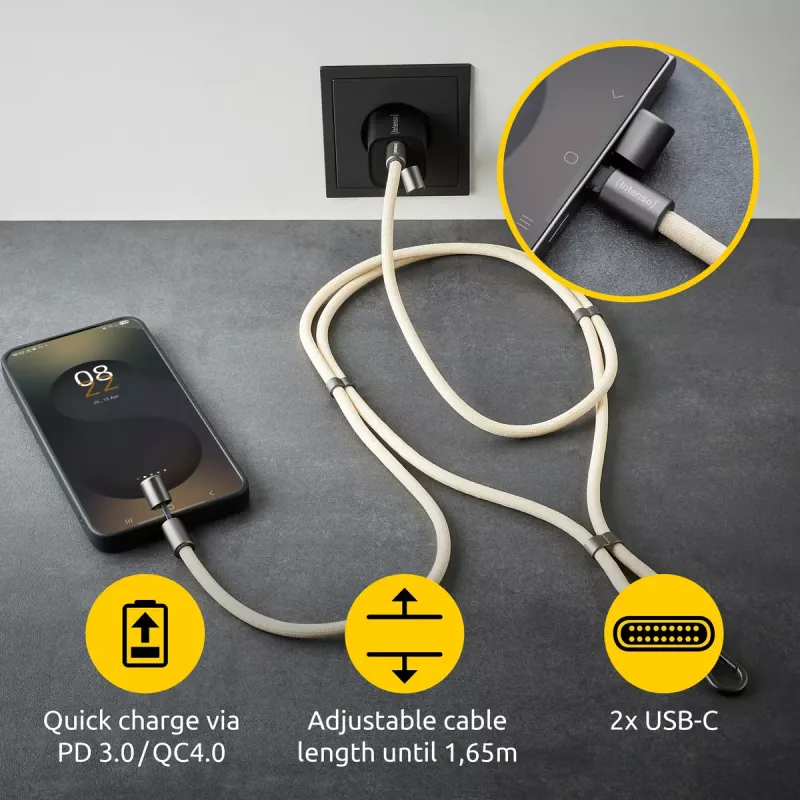 Cabo USB Intenso Handykette 1,65 m USB-C Beige