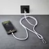 Cabo de carregamento USB-C Intenso com alça para telemóvel, carregamento rápido 60W, comprimento ajustável 1,65 m, nylon, roxo