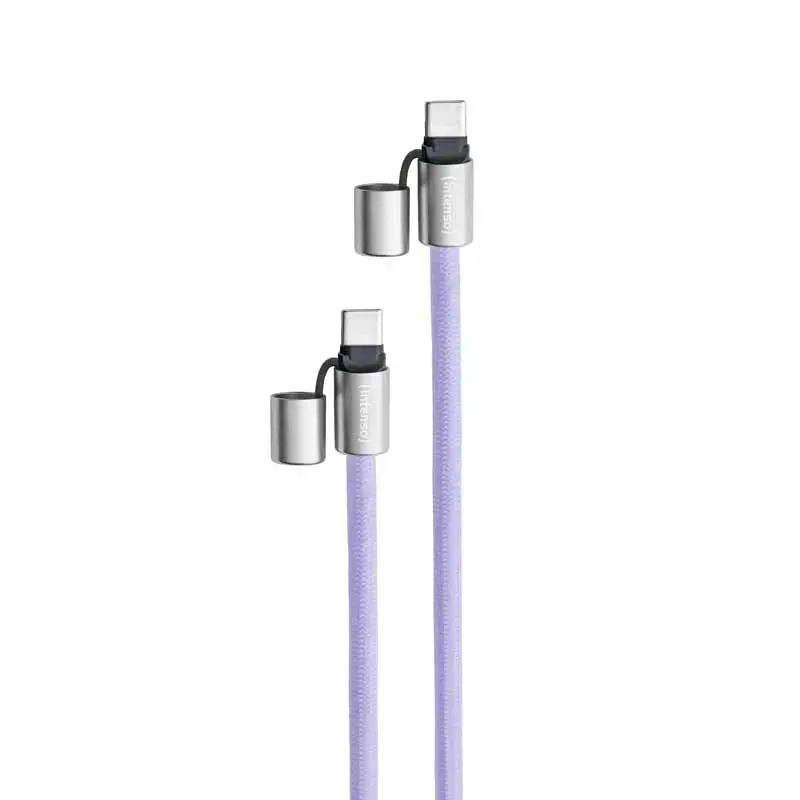Cabo de carregamento USB-C Intenso com alça para telemóvel, carregamento rápido 60W, comprimento ajustável 1,65 m, nylon, roxo
