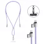 Cabo de carregamento USB-C Intenso com alça para telemóvel, carregamento rápido 60W, comprimento ajustável 1,65 m, nylon, roxo