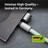 Cabo de carregamento USB-C Intenso com alça para telemóvel, carregamento rápido 60W, comprimento ajustável 1,65m, nylon, verde